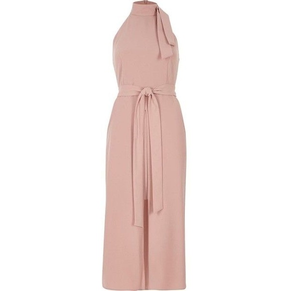 River Island High Neck Tie Waist Dress - Picture 4 of 6